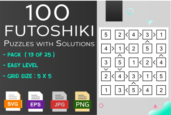 100 Futoshiki Puzzles Easy 13 of 25 Graphics for KDP Interiors