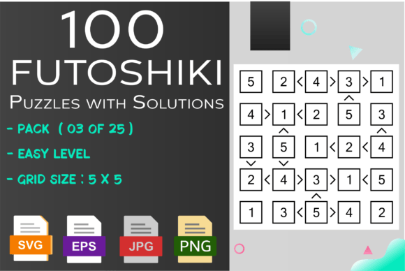 100 Futoshiki Puzzles Easy 3 of 25 Graphics for KDP Interiors