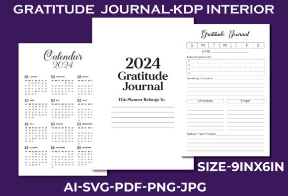 2024 Gratitude Journal SVG KDP Interiors Graphics