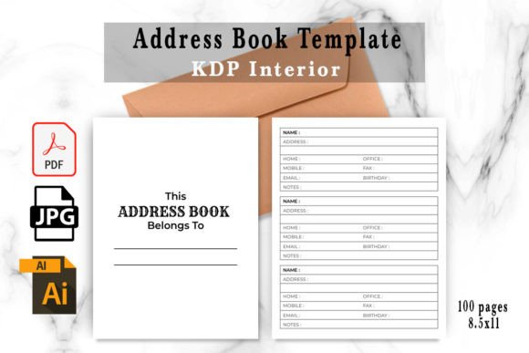 Address Book Template: Graphics for KDP Interiors