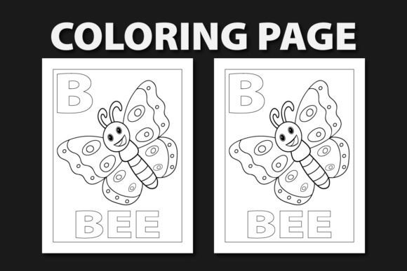 B for Bee Coloring Page: KDP Interiors Graphics