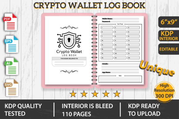 Crypto Wallet Log Book KDP Interior: Graphics for Real Publishing