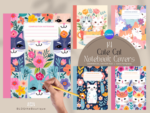 Cute Cat KDP Composition Notebook Covers: Graphics for Kdp Interiors