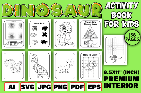 Dinosaur Activity Book for Kids: Graphics for KDP Interiors