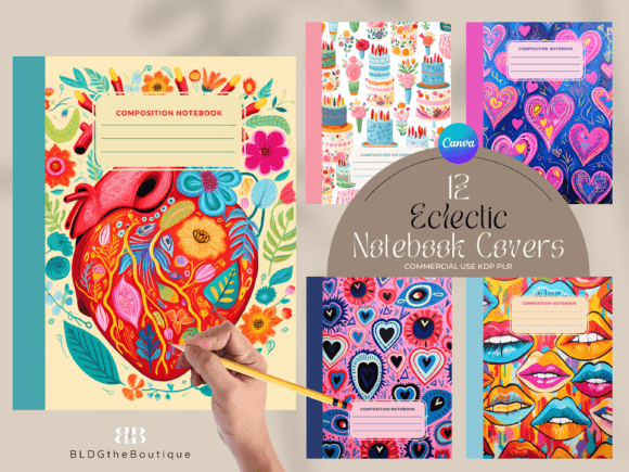 Eclectic KDP Composition Notebook Covers: Graphics for Kdp Interiors