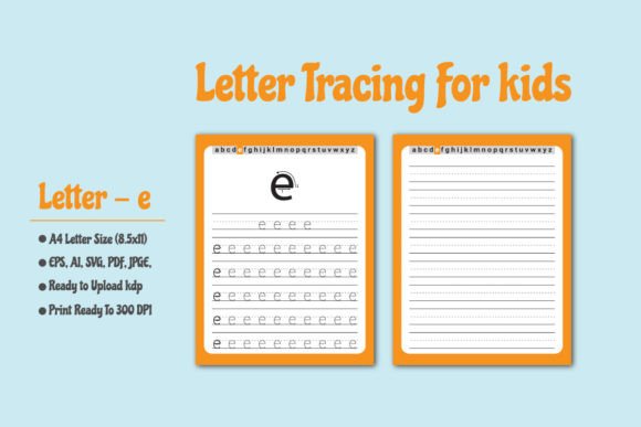 Kids Letter Tracing Worksheet - E Graphics