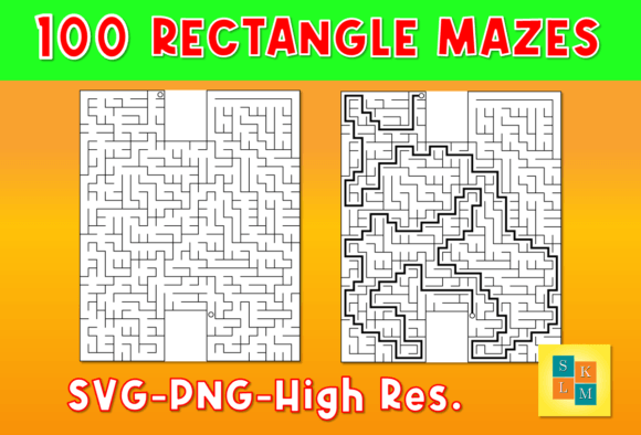 Maze Puzzles 100 Rectangle Mazes: Graphics for KDP Interiors