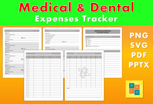Medical Dental Expenses Tracker Graphics for KDP Interiors
