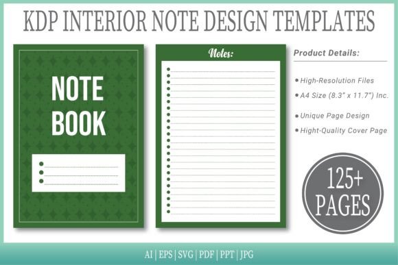Medium Forest Green Notepad Templates: Graphics for KDP Interiors