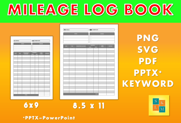 Mileage Log Book Graphics for KDP Interiors