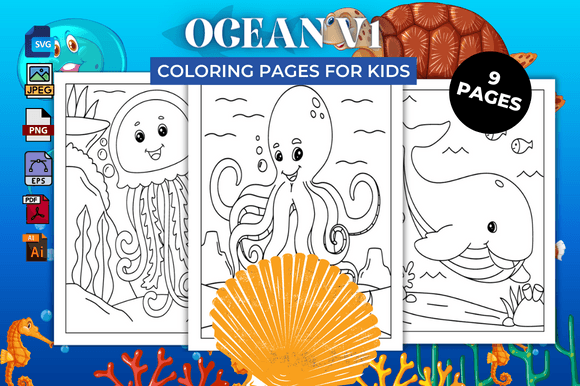 Ocean V1 Coloring Pages – KDP Graphics for Kdp Interiors