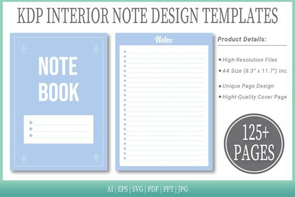 Pale Cornflower Blue Notepad Templates: Graphics for KDP Interiors