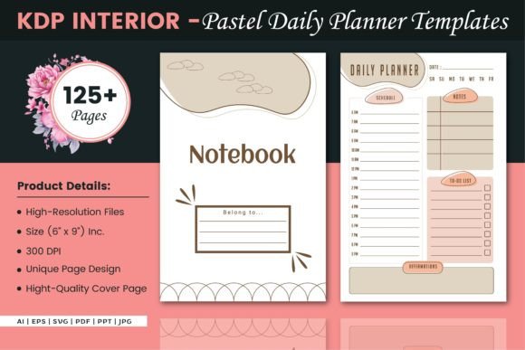Pastel Daily Planner: Graphics for KDP Interiors