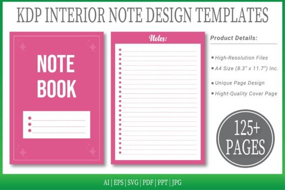 Raspberry Pink Notepad Templates: Graphics for KDP Interiors