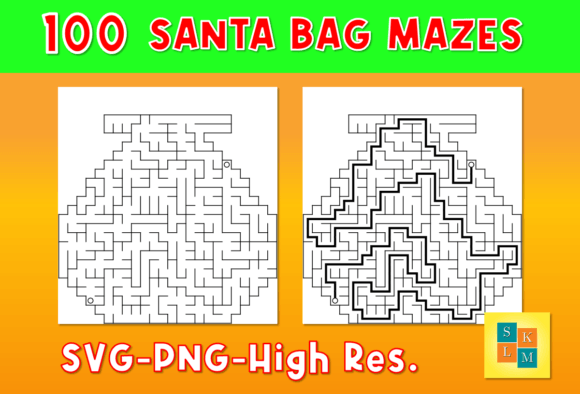 Santa Bag Maze Graphics for KDP Interiors