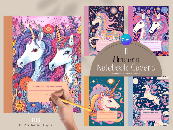 Unicorn Composition Notebook Covers KDP: Graphics for Kdp Interiors