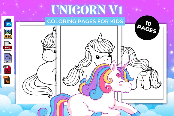 Unicorn V1 Coloring Pages – KDP Graphics Freebies