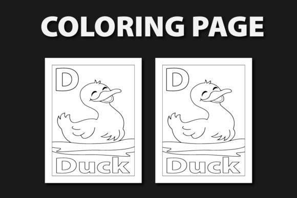 Vector Letter D for Duck Coloring Page: Graphics for Kdp Interiors