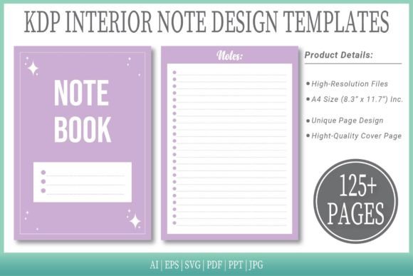 Wisteria Purple Notepad Templates: Graphics for KDP Interiors