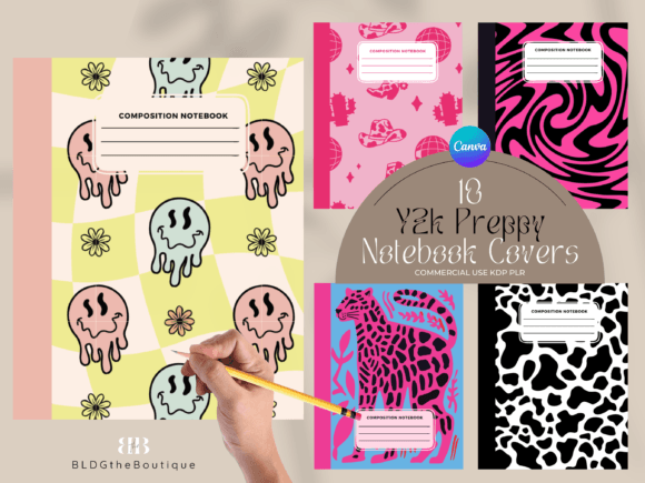 Y2k Preppy Composition Notebook Covers: Graphics for KDP Interiors